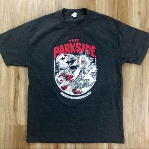 The Parkside Charcoal Gray Crew Neck Unisex Graphic T-shirt